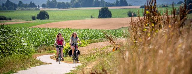 Fietsers op de plateau van Duisburg